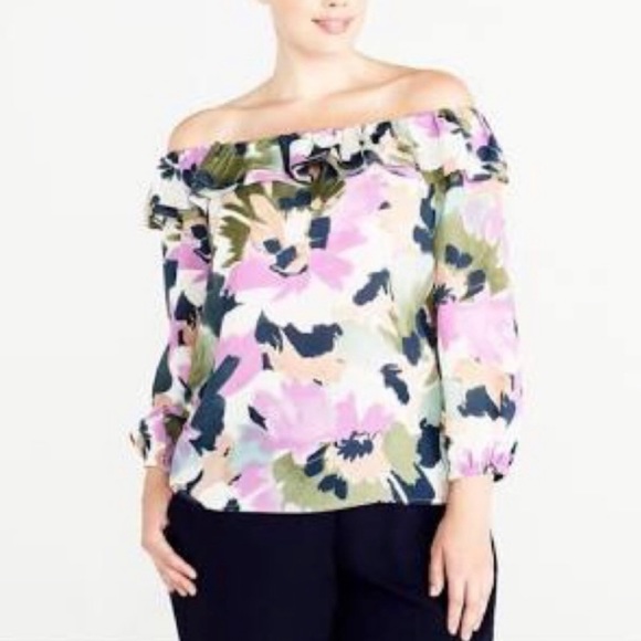 J. Crew Floral Ruffle Off Shoulder Blouse - Picture 2 of 10